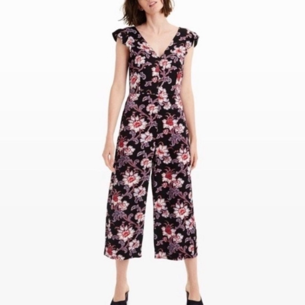 2/$25 Club Monaco Denay Floral Wide Leg Cropped Jumpsuit - Picture 2 of 8